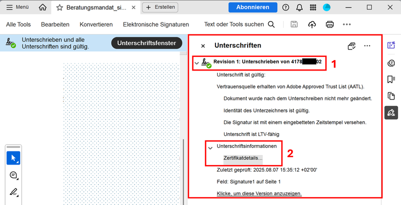 Skribble Signatur prüfen 2